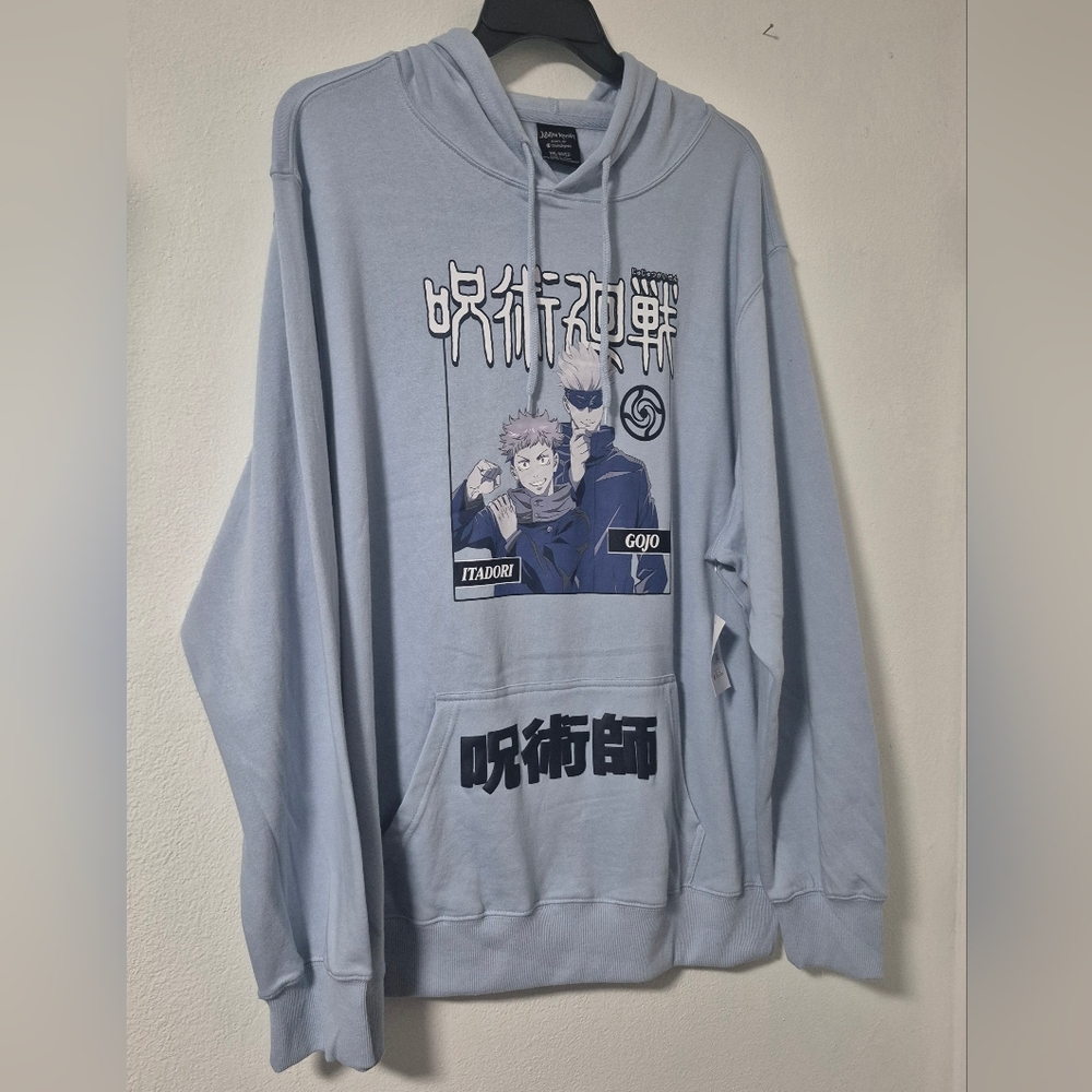 Jujutsu Kaisen Anime Series Graphic Lt Blue Hoodie XXL